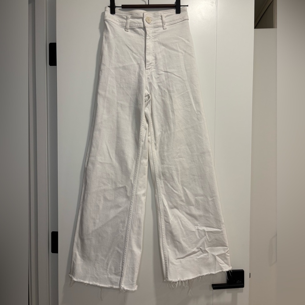 Wide Leg High Rise White Jeans
